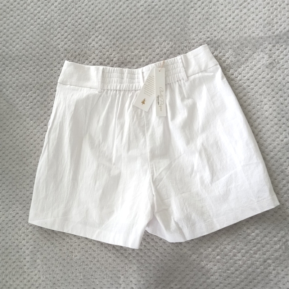 Hi Rise Shorts Linen White Cotton Stretch Pockets New Large Wide Elastic Band - Picture 2 of 16